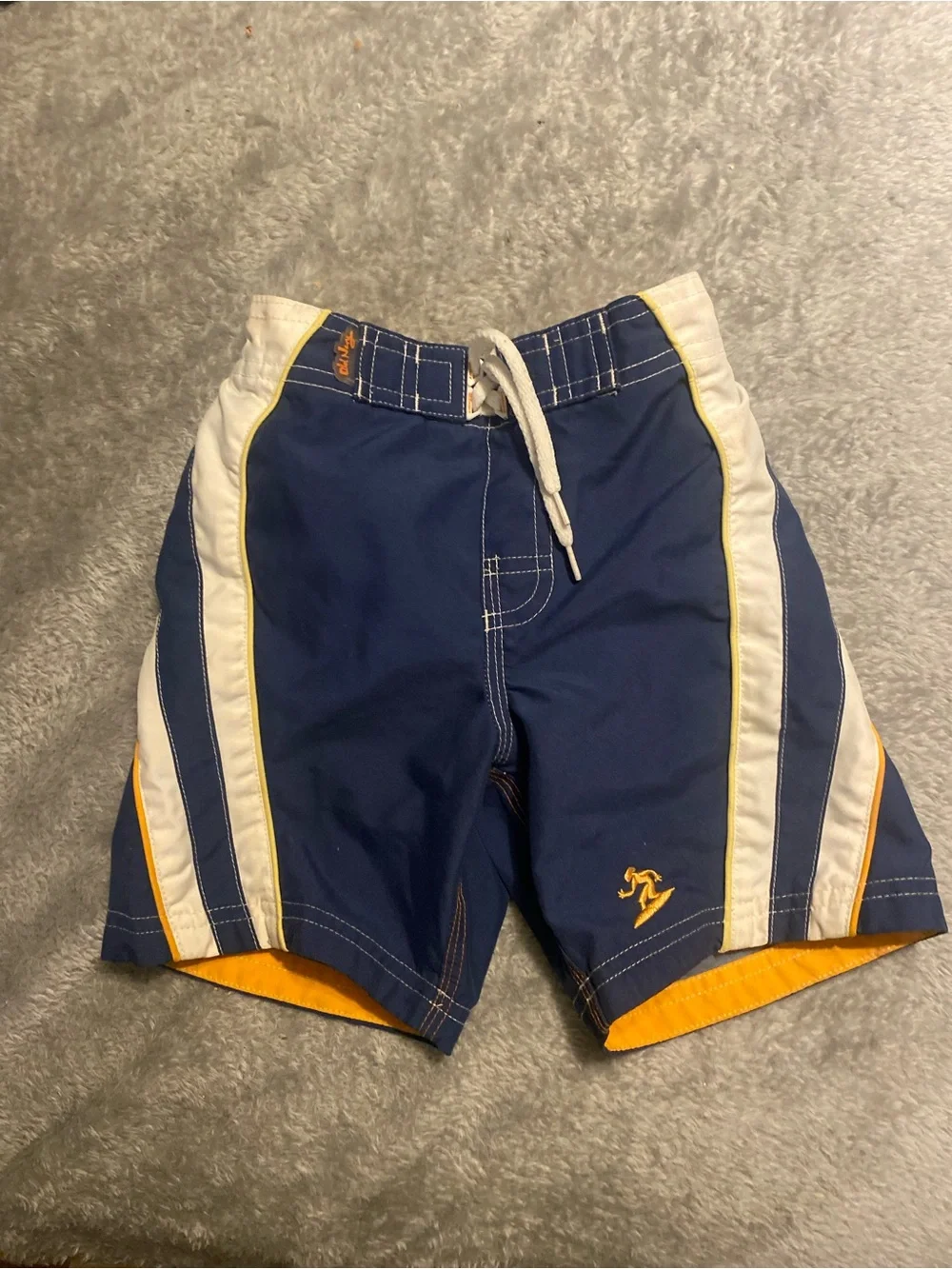 Old Navy Navy, White, and Yellow Kids Swim/Board Shorts